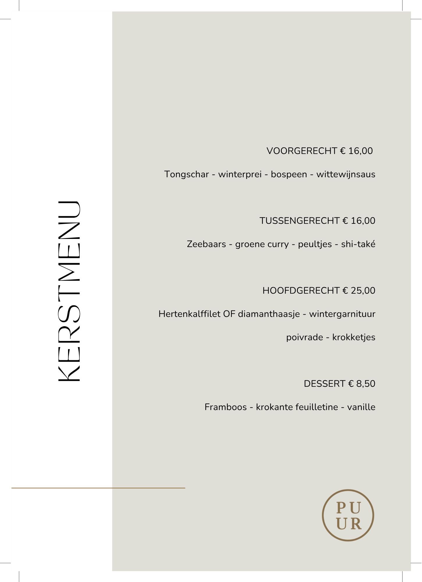 Kerstmenu zonder tussengerecht